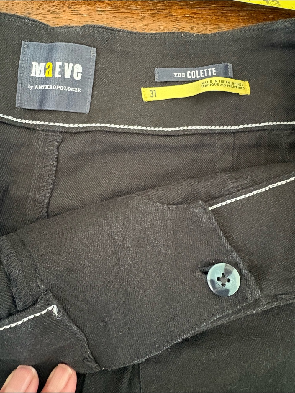 Anthropologie Maeve The Collette Pants Black 31 (32W)Cropped Linen Viscose Blend - Picture 5 of 13